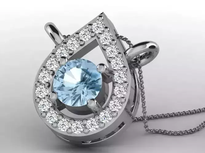 Drop Shaped Pendant With Gem 20 3D print model