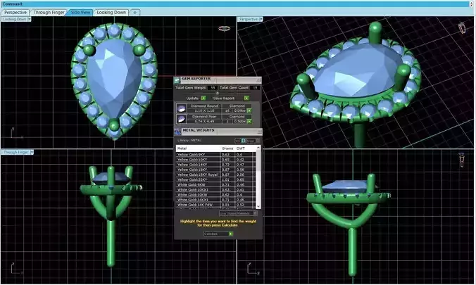 Drop Shaped Pendant With Gem 21