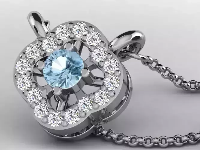 Flower Shaped Pendant With Gem