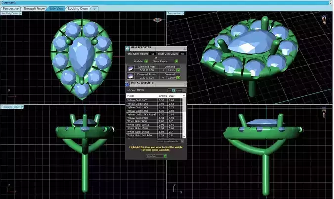 Drop Shaped Pendant With Gem 22