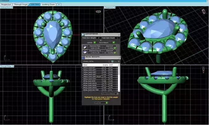 Drop Shaped Pendant With Gem 23