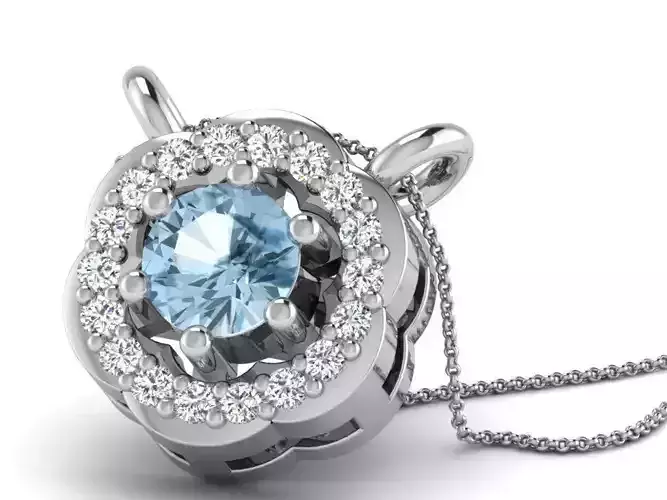 Flower Shaped Pendant With Gemstone 1