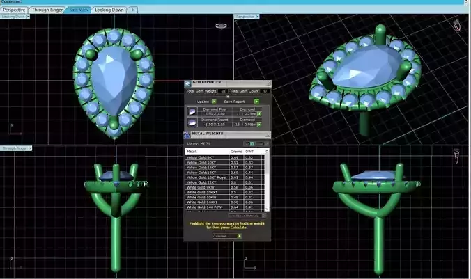 Drop Shaped Pendant With Gem 24