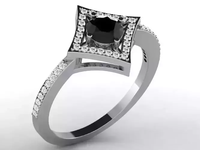 Square Shaped Halo Ring With Gem 1