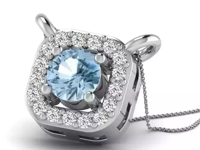 Square Shaped Pendant With Gemstone