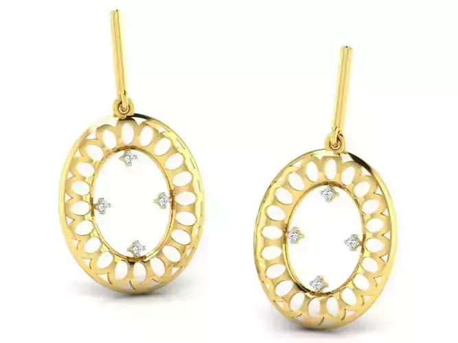 Oval Shaped Drop Earrings With Diamonds  6