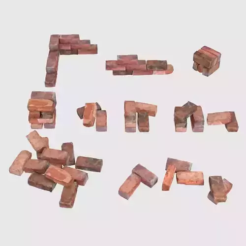 Red Bricks Pack Low-poly and Photoscanned Low-poly 3D model