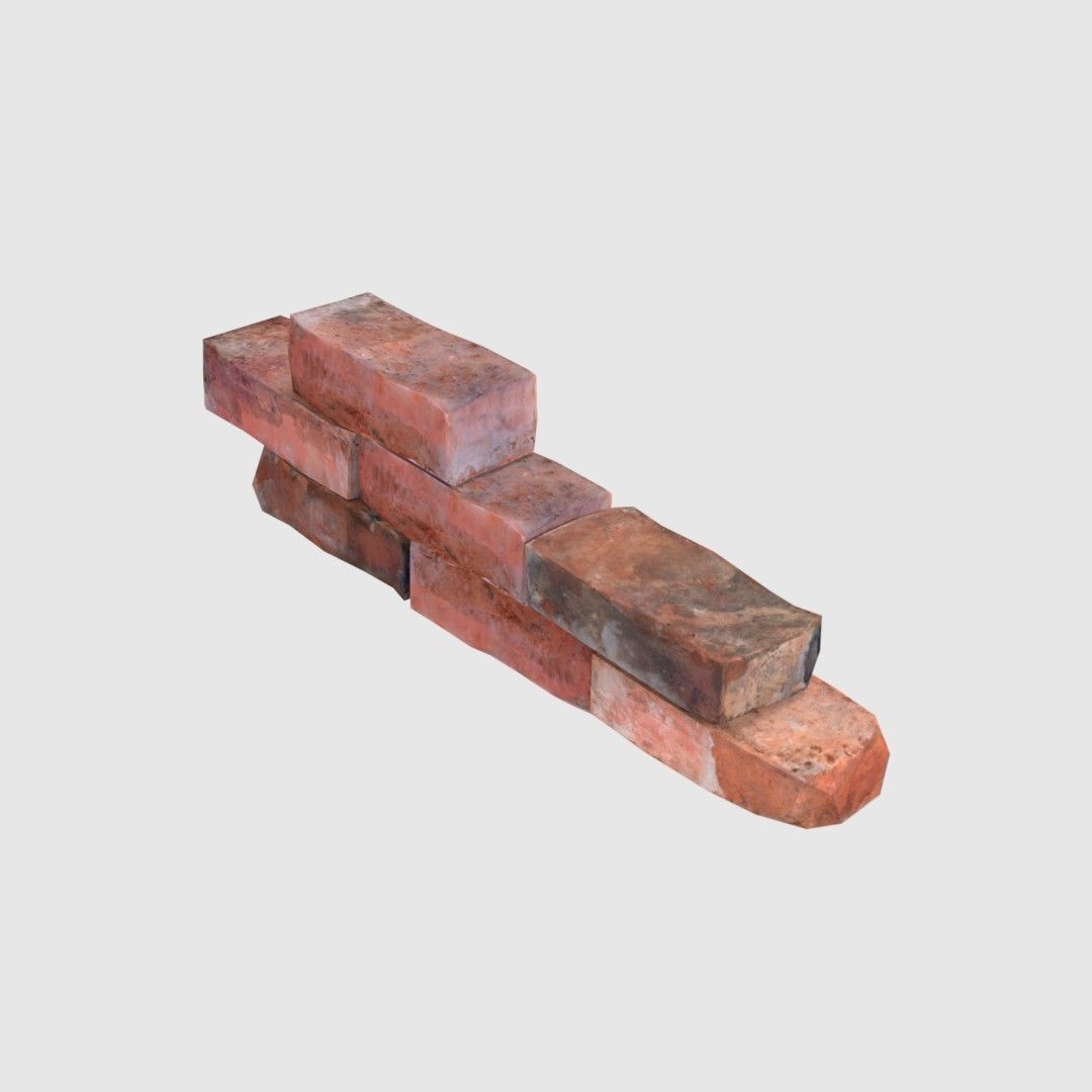 Red Bricks Pack Low-poly and Photoscanned Low-poly 3D model_12