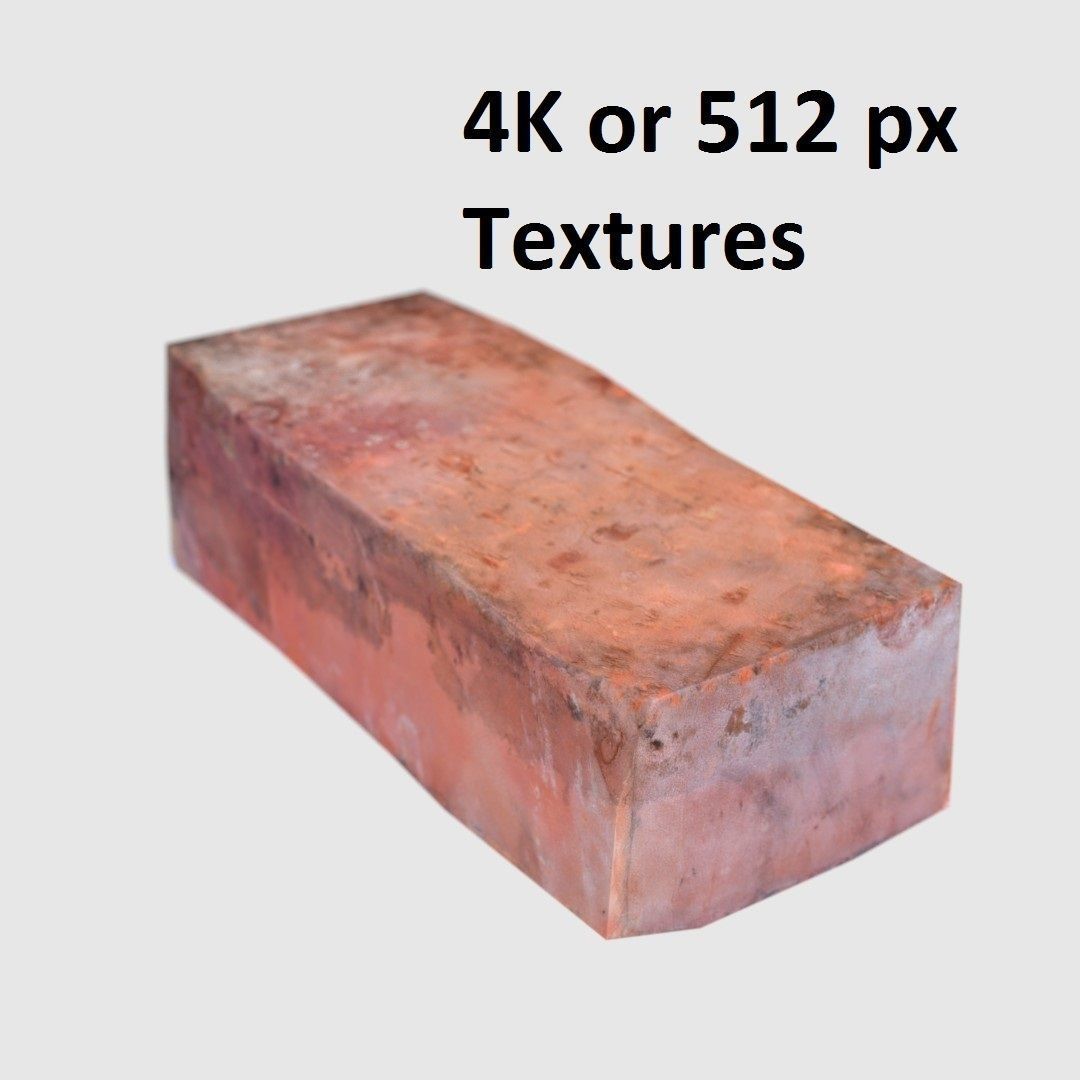 Red Bricks Pack Low-poly and Photoscanned Low-poly 3D model_2
