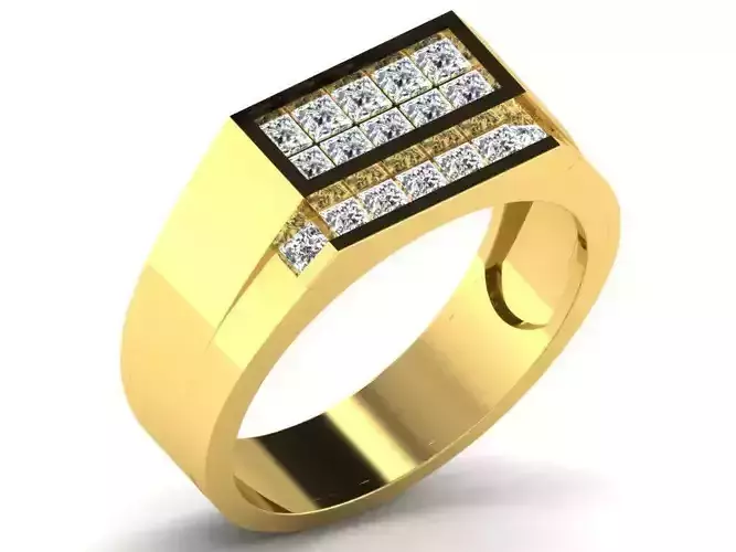 Golden Grid Ring With Diamonds 1