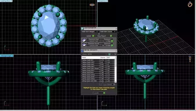 Oval Shaped Pendant With Gem 3