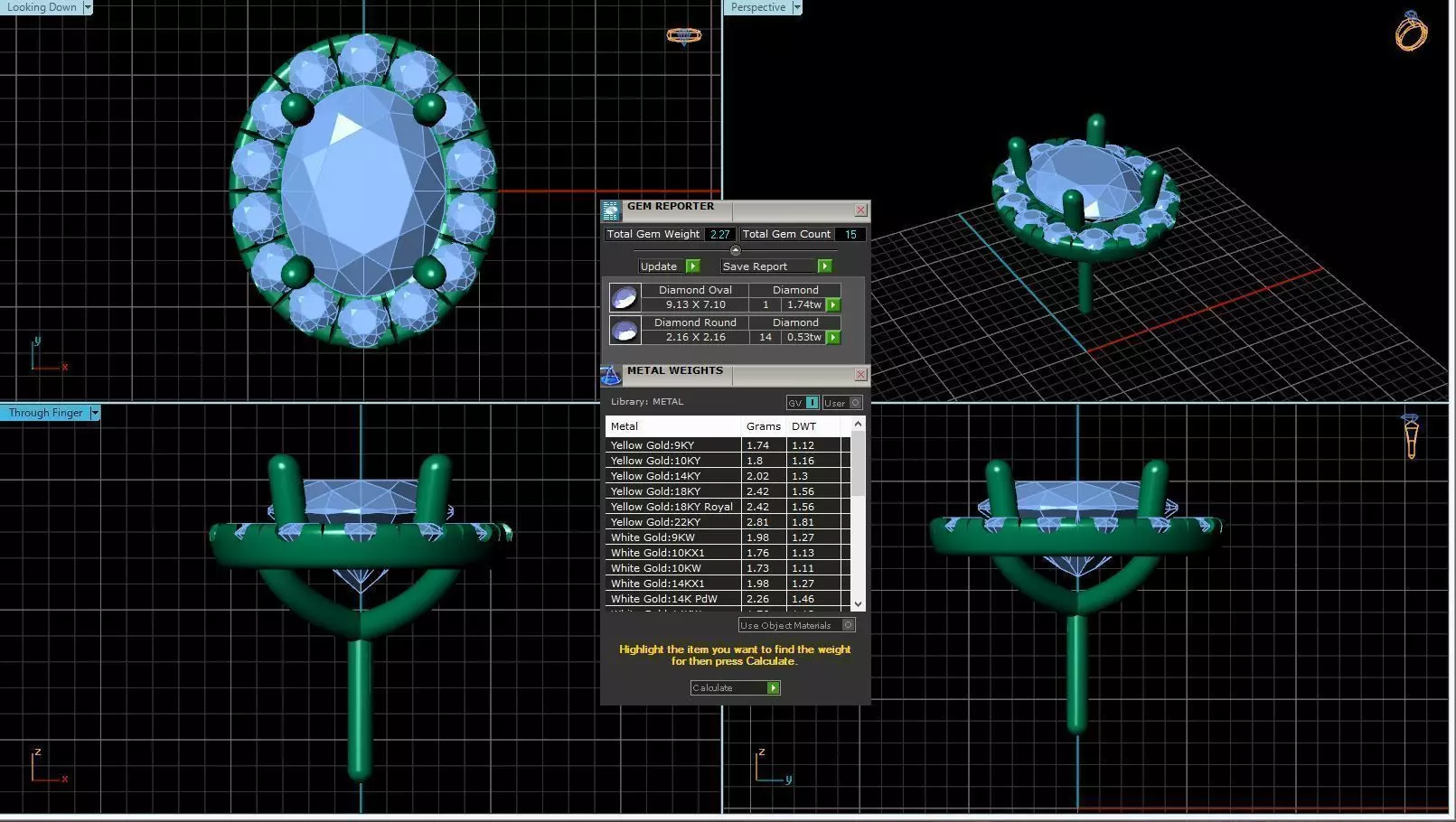 Oval Shaped Pendant With Gem 3 3D print model_0