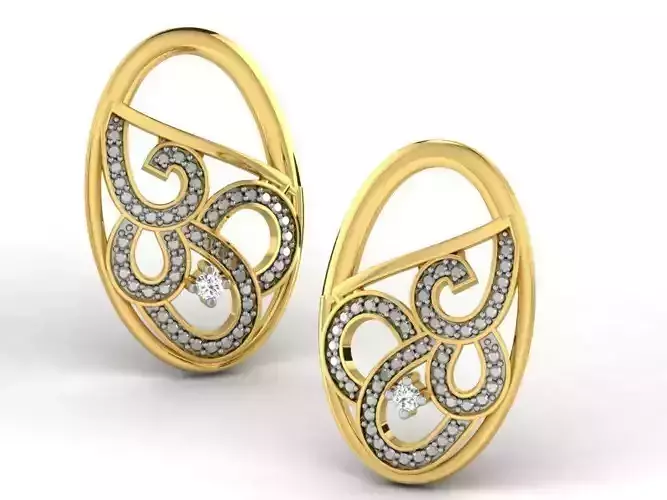 Oval Shaped Earrings With Diamonds 1