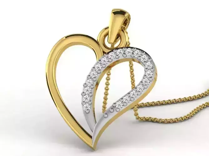 Heart Shaped Pendant With Diamonds 14