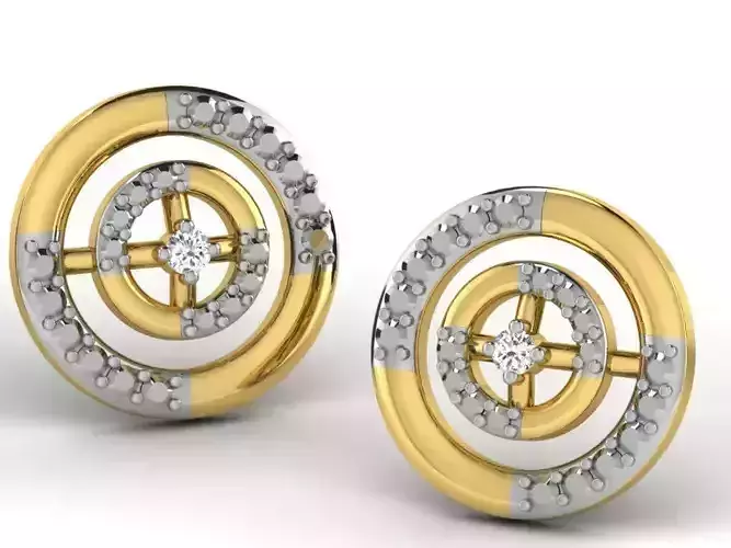 Round Shaped Ear Studs With Diamonds 3