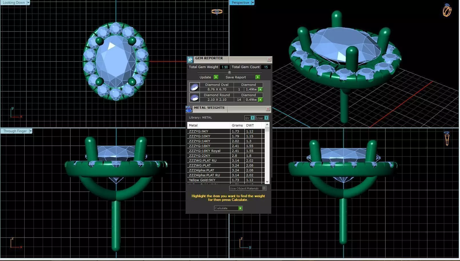 Oval Shaped Pendant With Gem 6 3D print model_0