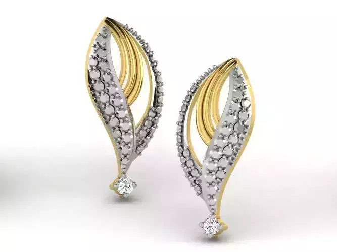 Leaf Shaped Earrings With Diamonds