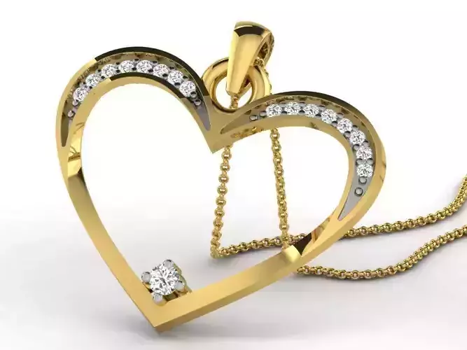 Heart Shaped Pendant With Diamonds 18