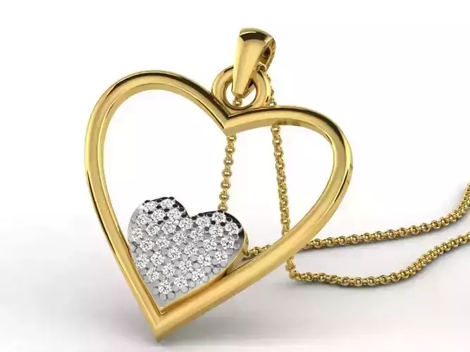 Heart Shaped Golden Pendant With Diamonds 11