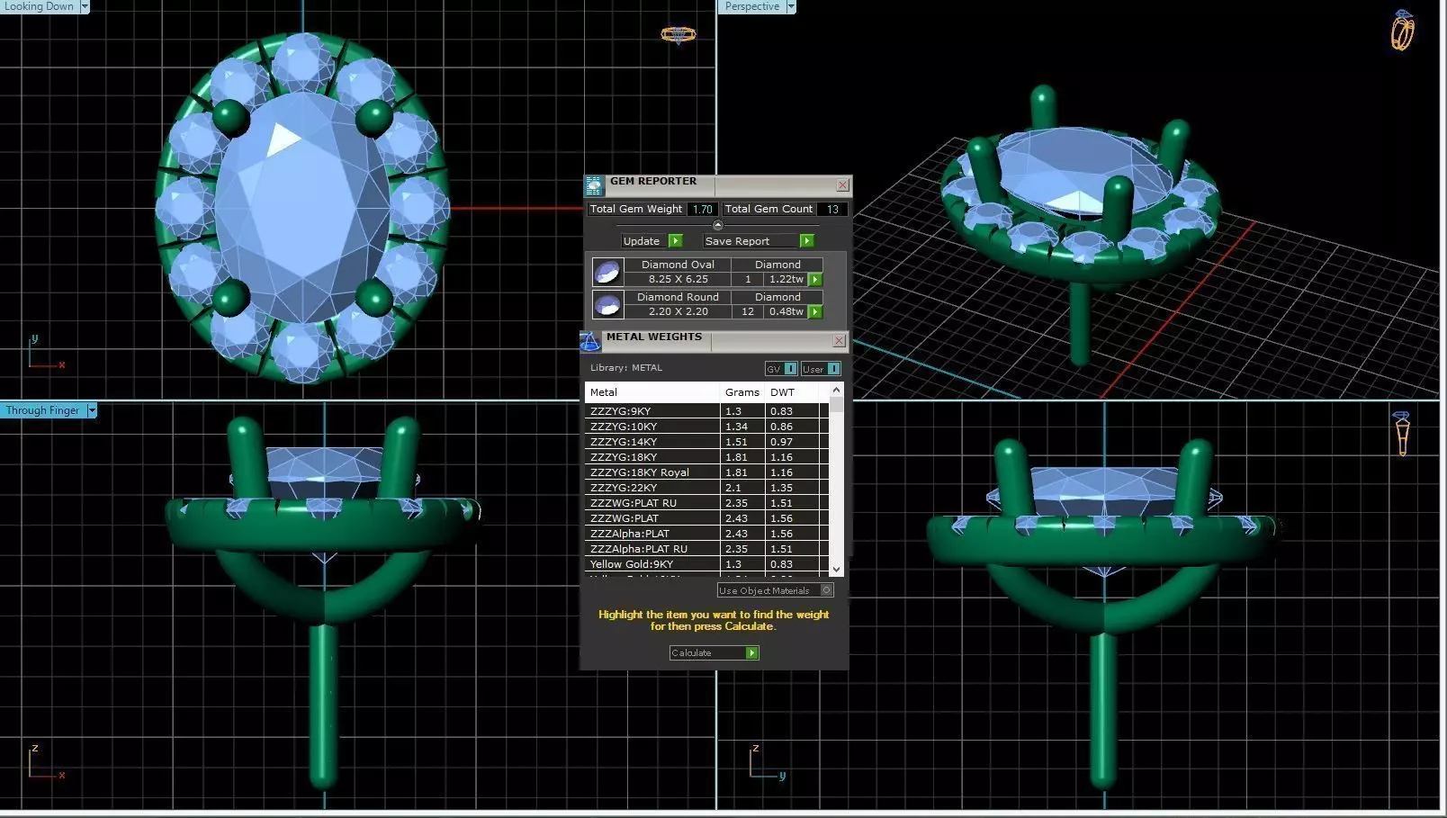 Oval Shaped Pendant With Gem 9 3D print model_0