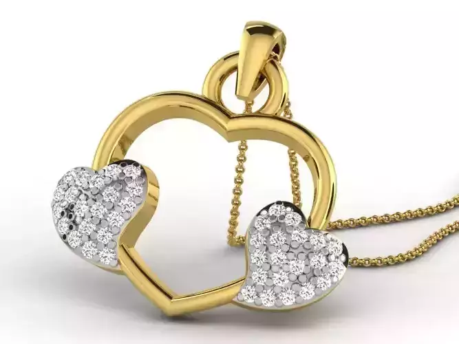 Heart Shaped Golden Pendant With Diamonds 12