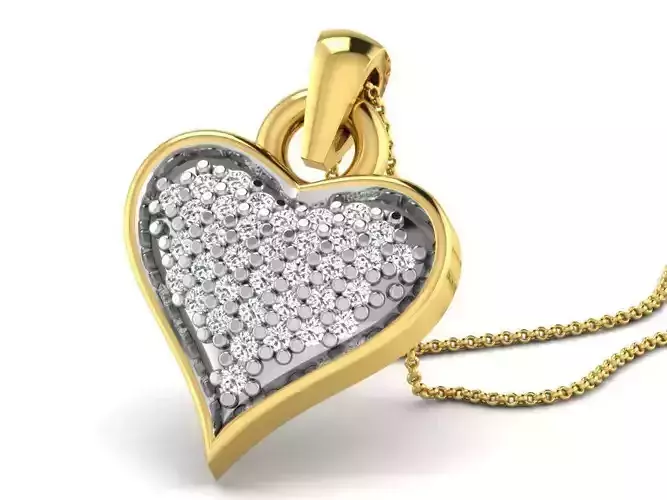 Heart Shaped Golden Pendant With Diamonds 17