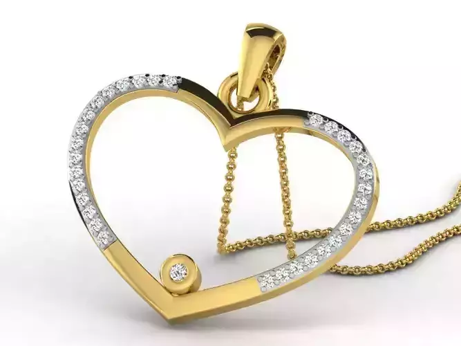 Heart Shaped Golden Pendant With Diamonds 19