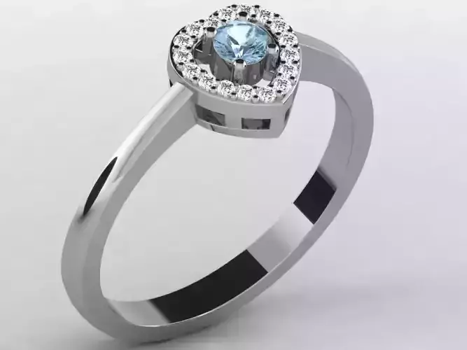 Heart Shaped Thin Halo Ring With Gem