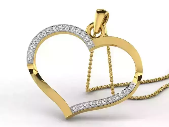 Heart Shaped Golden Pendant With Diamonds 20