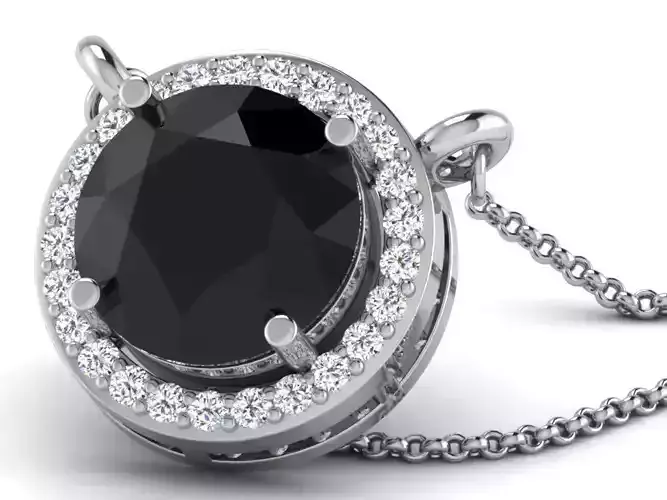 Round Halo Pendant With Gemstone 1