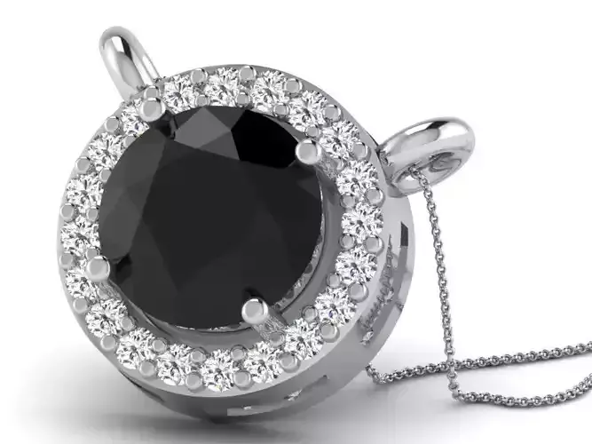 Round Halo Pendant With Gemstone 2