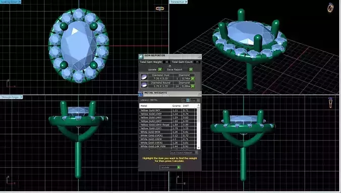 Oval Shaped Pendant With Gem 16