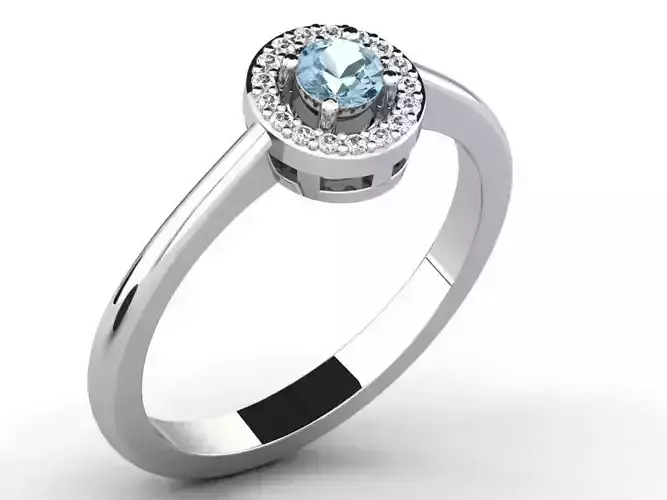 Thin Silver Halo Ring With Gems