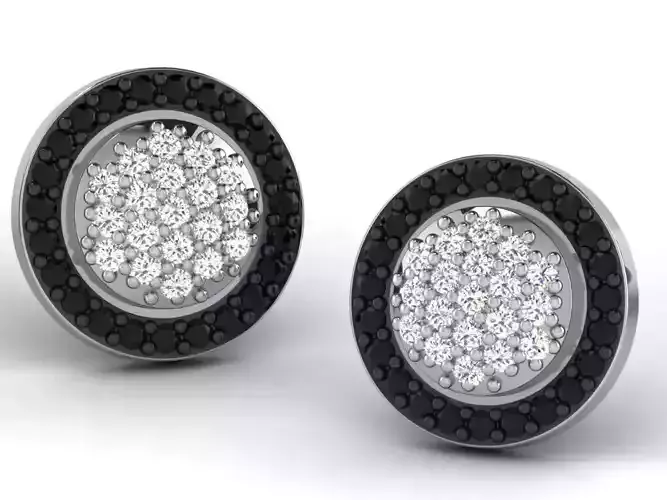 Round Ear Studs With Diamonds