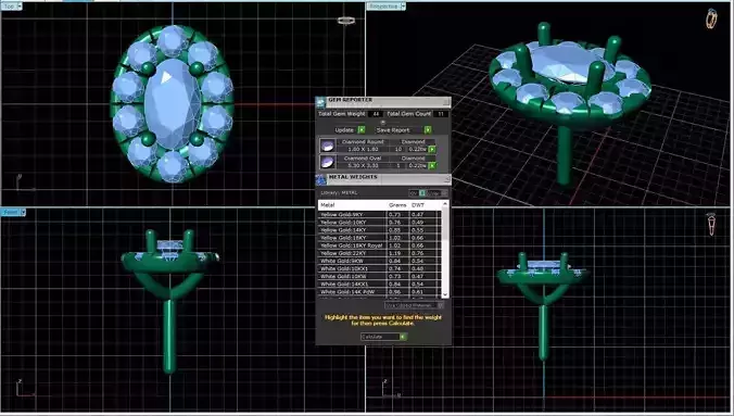 Oval Shaped Pendant With Gem 22