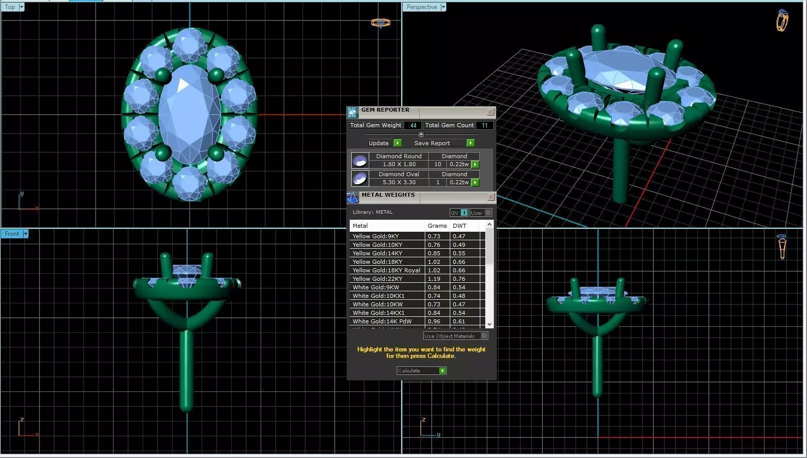 Oval Shaped Pendant With Gem 22 3D print model_0