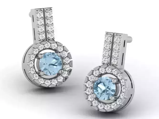 Round Drop Earrings With Diamonds