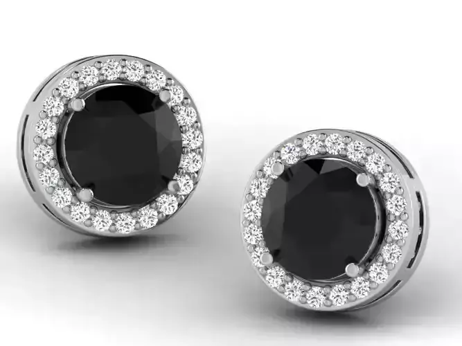 Round Halo Ear Studs With Gem 2