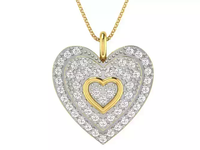 Heart Shaped Golden Pendant With Diamonds 21
