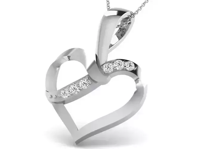 Heart Shaped Silver Pendant With Diamonds 1