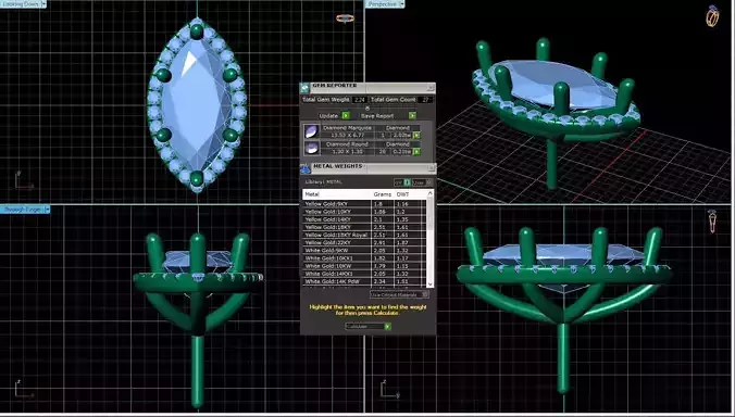 Marquise Shaped Pendant With Gem 2