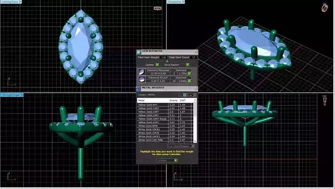 Marquise Shaped Pendant With Gem 3