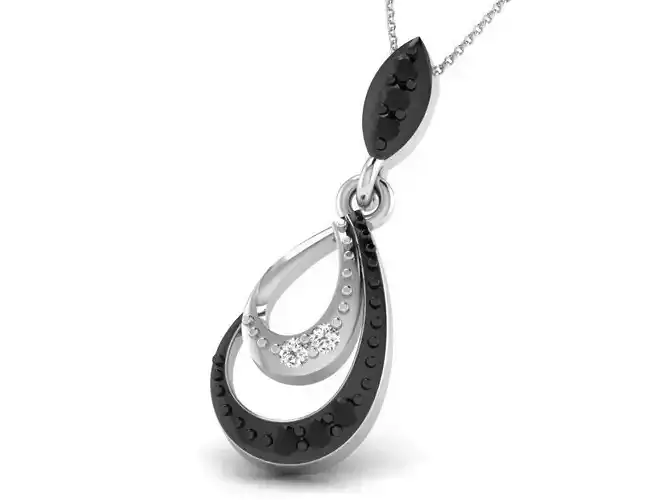 Drop Shaped Pendant With Gemstones 3D print model