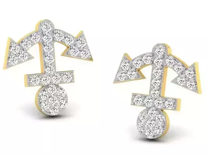 Anchor Shaped Ear Studs With Diamonds