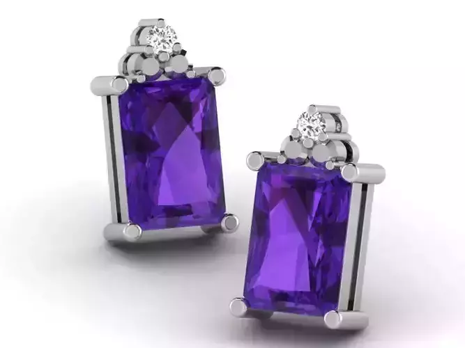 Ear Studs With Purple Gems