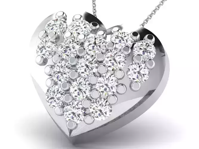 Heart Shaped Silver Pendant With Diamonds 2
