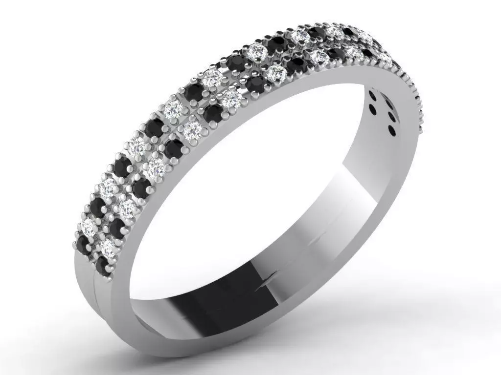 Silver Ring With Diamonds And Gems 3D print model_0