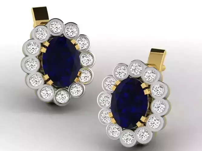 Flower Shaped Earrings With Sapphire