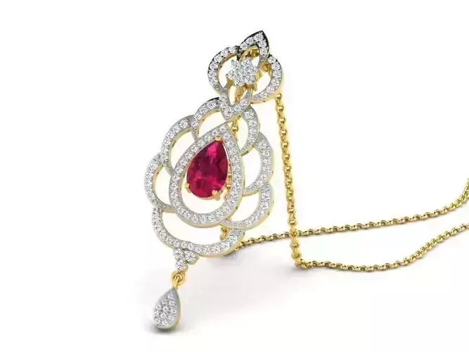 Golden Pendant With Gemstones