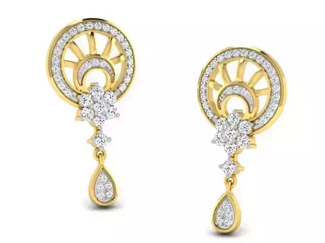 Golden Drop Earrings With Diamonds 7